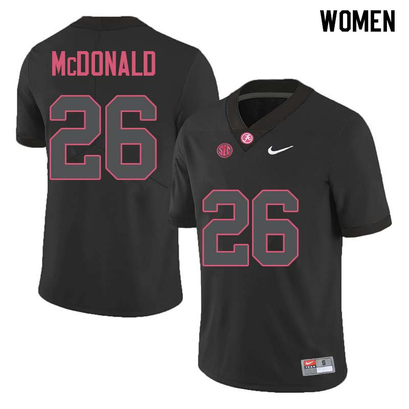 Women #26 Kyriq McDonald Alabama Crimson Tide College Football Jerseys Sale-Black